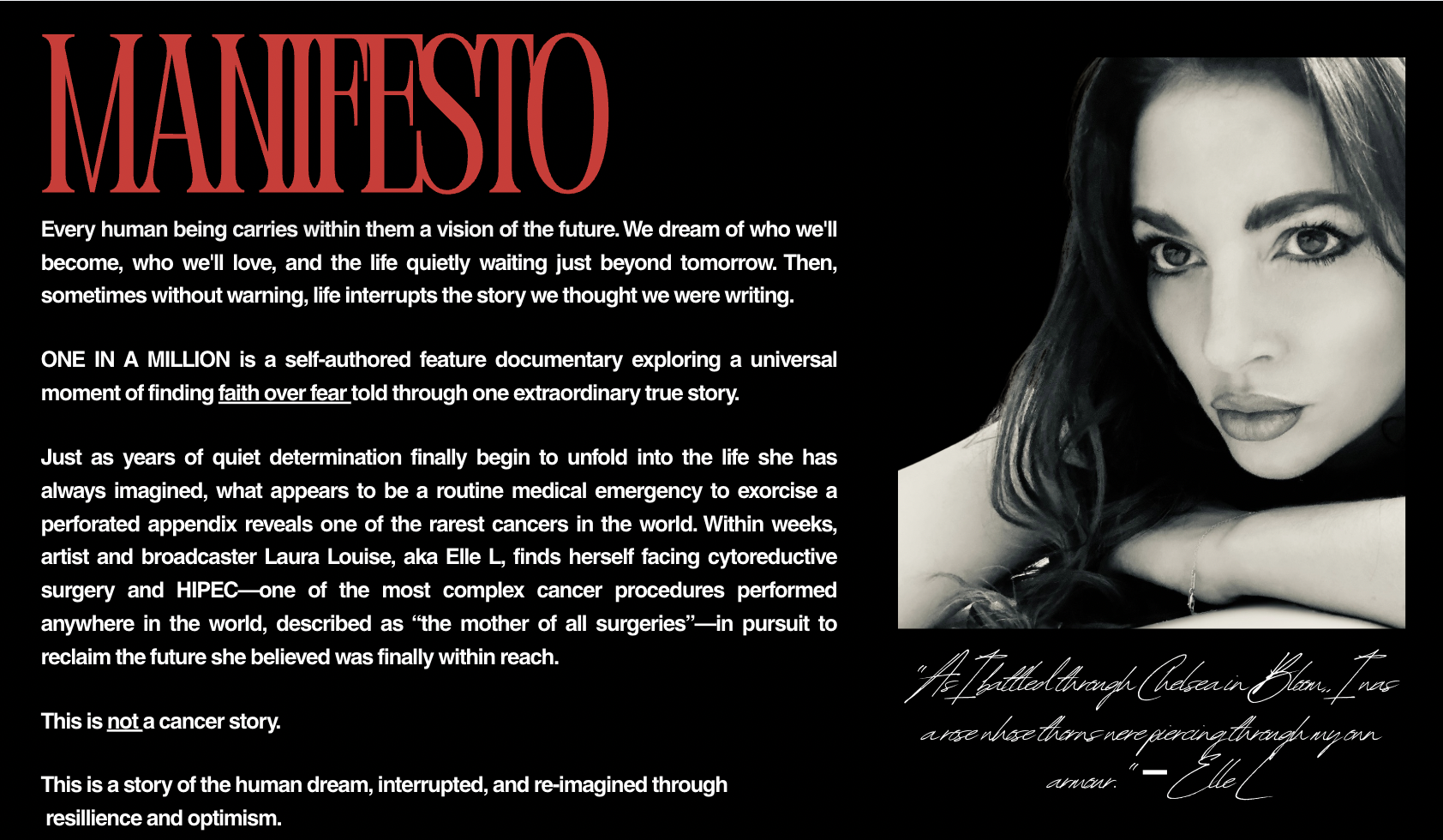 One in a Million documentary manifesto